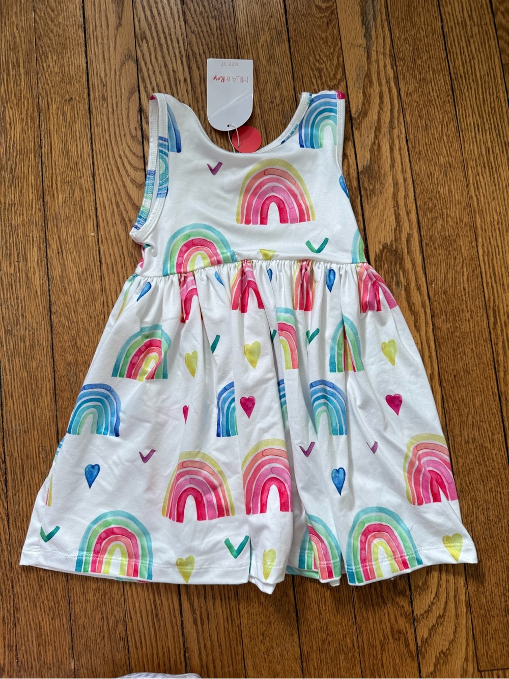 Mila & Rose Girls White Rainbow Print Tank Dress - Size 3 - NWT